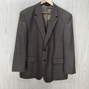 Jos A Bank Suit Sport Jacket Mens 46R Black Tan Gray Houndstooth 100% Wool